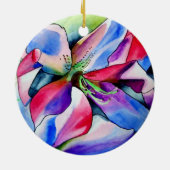 レインボーアザレア花オリジナル水絵画色 セラミックオーナメント (裏面)