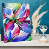 レインボーアザレア花オリジナル水絵画色 フォトプラーク (側面)