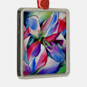 レインボーアザレア花オリジナル水絵画色 メタルオーナメント (右)