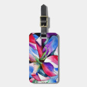レインボーアザレア花オリジナル水絵画色 ラゲッジタグ (正面縦)