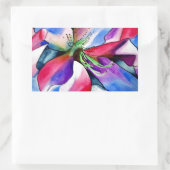 レインボーアザレア花オリジナル水絵画色 長方形シール (バッグ)