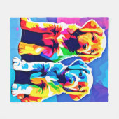 レインボーアップよくはしゃぐ: Duo フリースブランケット (正面(横))