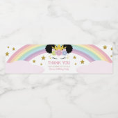 レインボーアフロプフユニコーン誕生日パーティーの好意 ペットボトルラベル (シングルラベル)