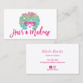 レインボーアフロヘアガールサングラスファッションスタイリスト 名刺 (正面/裏面)