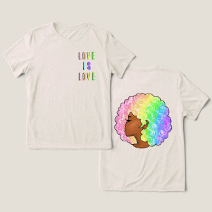 レインボーアフロLGBTQ愛は愛プライド黒人女性 トライブレンドTシャツ