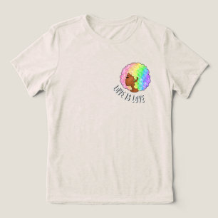レインボーアフロLGBTQ愛は愛プライド黒人女性 トライブレンドTシャツ