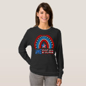 レインボーアメリカ国旗レトロアメリカ合衆国グラフィック Tシャツ (正面フル)