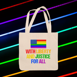 レインボーアメリカ国旗LGBTの権利ゲイプライド トートバッグ
