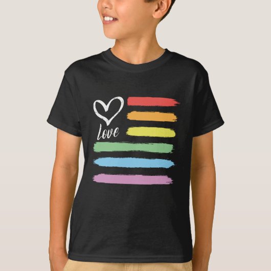 レインボーアメリカ国旗LGBT Tシャツ (正面)