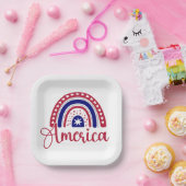 レインボーアメリカ ペーパープレート (パーティー)