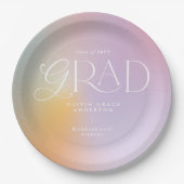 レインボーアモダンラカラフルタイポグラフィグラード ペーパープレート (正面)