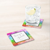 レインボーアルコールインクウォーターカラー スクエアペーパーコースター (インサイチュ)