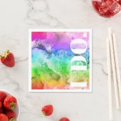 レインボーアルコールインクウォーターカラー スタンダードカクテルナプキン (インサイチュ)