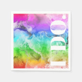 レインボーアルコールインクウォーターカラー スタンダードカクテルナプキン (正面)