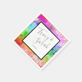 レインボーアルコールインクウォーターカラー スタンダードカクテルナプキン