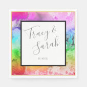 レインボーアルコールインクウォーターカラー スタンダードランチョンナプキン (正面)