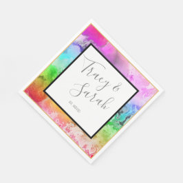 レインボーアルコールインクウォーターカラー スタンダードランチョンナプキン