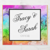 レインボーアルコールインクウォーターカラー スパークリングワインラベル (シングルラベル)