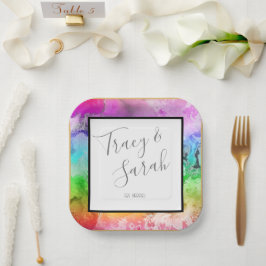 レインボーアルコールインクウォーターカラー ペーパープレート