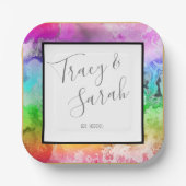 レインボーアルコールインクウォーターカラー ペーパープレート (正面)