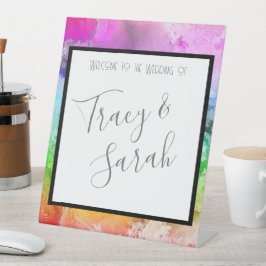 レインボーアルコールインクウォーターカラー 台座サイン