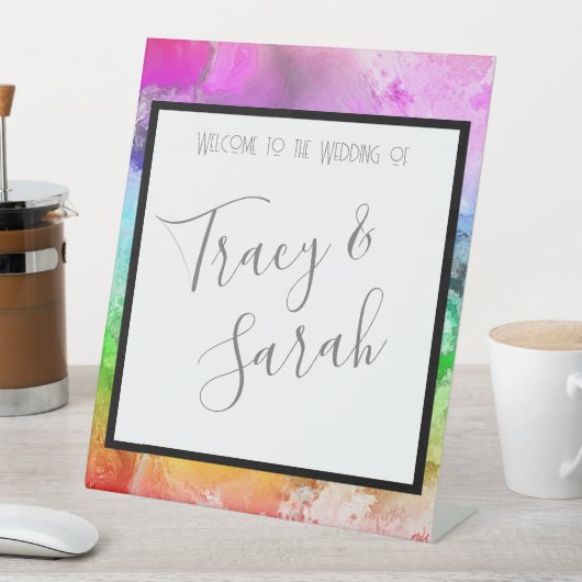 レインボーアルコールインクウォーターカラー 台座サイン (インサイチュ)