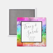 レインボーアルコールインクウォーター色デートを保存 マグネット (正面/裏面)