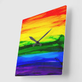 レインボーアルコールインク抽象芸術 スクエア壁時計 (傾斜)