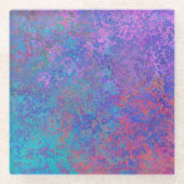 レインボーアルコールインク、明るいカラフル抽象芸術 ガラスコースター (正面)