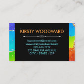 レインボーアルコールインク&金ゴールドフェイクグリッターアゲート 名刺 (裏面)