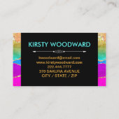 レインボーアルコールインク&金ゴールドフェイクグリッターアゲート 名刺 (裏面)