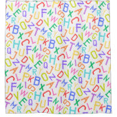 レインボーアルファベットレターキッズA-Zシャワーカーテン シャワーカーテン (正面)