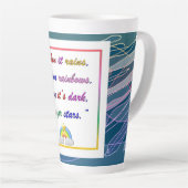 レインボーアンドスターズやる気を起こさせる – ブルーラテマグカップ カフェラテマグ (右アングル)