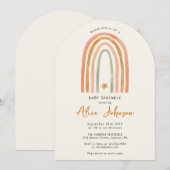 レインボーアンドスターボホベビー散水シャワーアーチ 招待状 (正面/裏面)