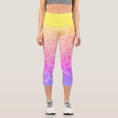 レインボーアンドホワイトマンダラヨガカプリレギンス カプリレギンス (正面)