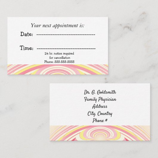 レインボーアークメディカルアポイントメント 予約カード (正面/裏面)