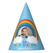 レインボーアーチオーバーザクラウドーズベビー初誕生日 パーティーハット (正面)