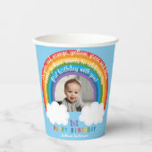 レインボーアーチオーバーザクラウドーズベビー初誕生日 紙コップ (正面)