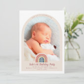 レインボーアーチフォト1st誕生日の招待 招待状 (スタンド正面)