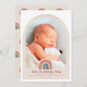 レインボーアーチフォト1st誕生日の招待 招待状 (正面/裏面)