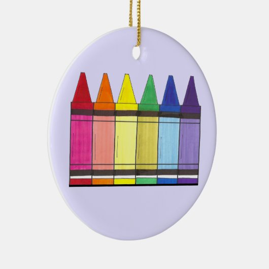 レインボーアーティストのクレヨン学校アート先生ギフト セラミックオーナメント (右)