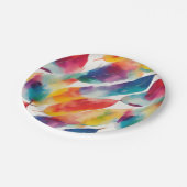 レインボーアートカラフルインディアン羽毛ウォーターの色 ペーパープレート (アングル)