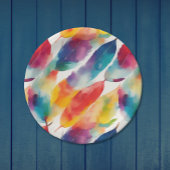 レインボーアートカラフルインディアン羽毛ウォーターの色 ペーパープレート