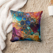 レインボーアートコンテンポラリーアルコール・インク クッション (ブランケット)