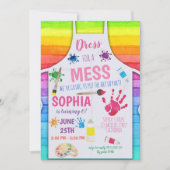 レインボーアートパーティの招待状ガール誕生日 招待状 (正面)