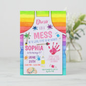 レインボーアートパーティの招待状ガール誕生日 招待状 (スタンド正面)