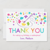 レインボーアートパーティー誕生日サンキューカード 招待状 (正面)