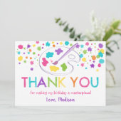 レインボーアートパーティー誕生日サンキューカード 招待状 (スタンド正面)