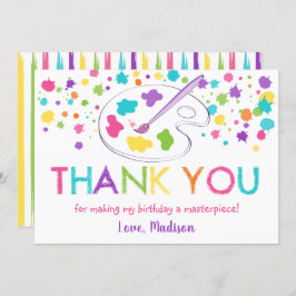レインボーアートパーティー誕生日サンキューカード 招待状