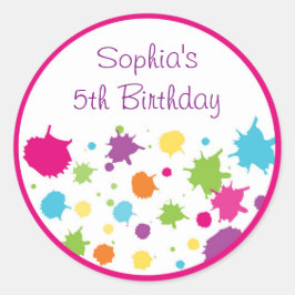 レインボーアートパーティー誕生日 ラウンドシール